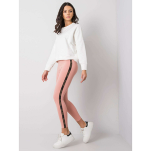 RUE PARIS Pink women´s leggings with stripes