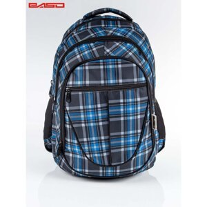 Black and blue checkered school backpack