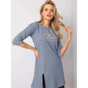 RUE PARIS Blue and gray tunic with a pattern