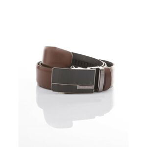 A smooth brown leather men´s belt with an automatic buckle