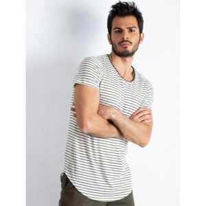 Men´s ecru-khaki striped t-shirt