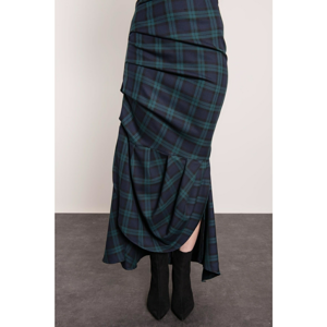 BSL Navy blue and green checked skirt