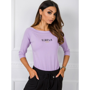 Light purple blouse with a boat neckline