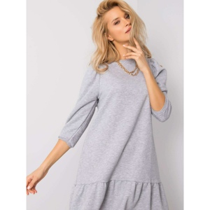 RUE PARIS Gray melange dress with a frill