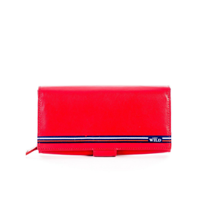 Red leather wallet with a flap