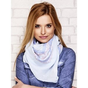 Light blue scarf with ornamental patterns
