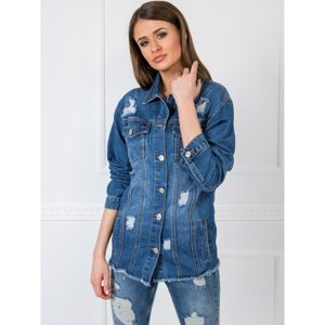 Blue distressed denim jacket