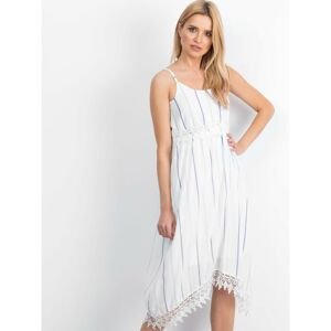 Striped dress with white and blue lace