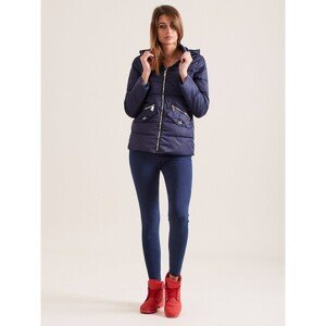 Light navy blue transitional jacket with a detachable hood