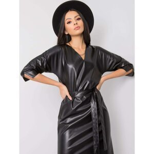 Black dress made of eco-leather