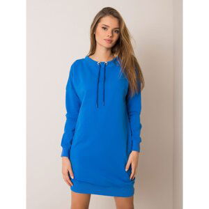 RUE PARIS Blue sweatshirt dress with drawstrings