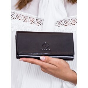 Women´s black leather wallet with a hook