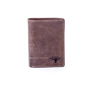 Brown leather wallet with stitching