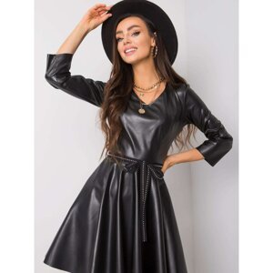 Black dress made of ecological leather