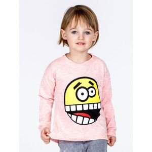 Children´s cotton blouse with a pink emoticon print
