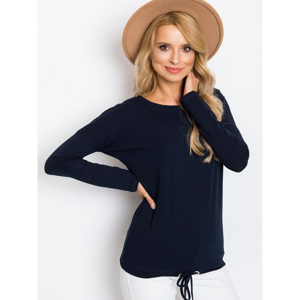 Basic navy blue blouse with long sleeves