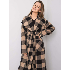 Beige and black checked coat