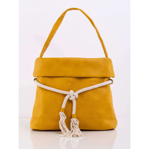 Yellow women´s bag with a tie