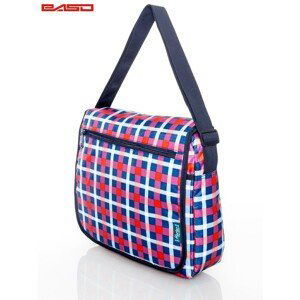 Shoulder school bag with a fine check pattern