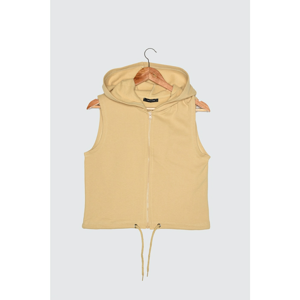 Trendyol Beige Hooded Sleeveless Knitted Sweatshirt