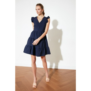 Trendyol Navy Button Dress WITH Navy Flywheel