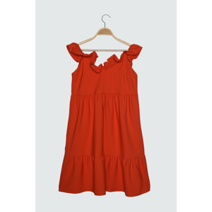 Trendyol Red Frill Detailed Flywheel Dress