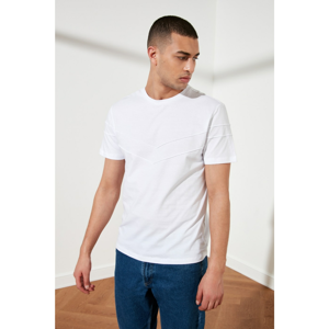 Trendyol White Men's Bike Collar T-Shirt