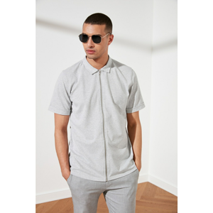 Trendyol Gray Men's Regular Fit Short Sleeve Zip Shirt