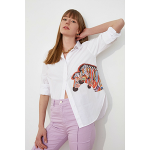 Trendyol White Printed Shirt