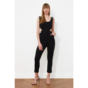 Trendyol Black Waist Detailed Knitted Jumpsuit