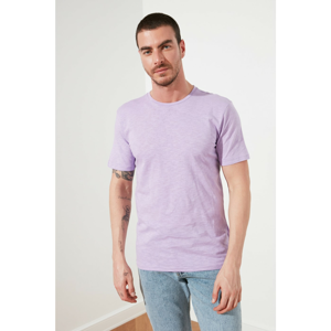 Trendyol Purple Men's Regular Fit Bike Collar Short Sleeve Basic T-Shirt