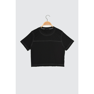 Trendyol Black Crop Crew Neck Sports T-Shirt