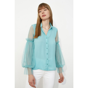 Trendyol Mint Arms Tulle Detailed Shirt