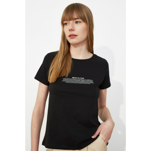 Trendyol Black Printed Basic Knitted T-Shirt