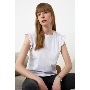 Trendyol White Sleeves Frilled Knitted Blouse