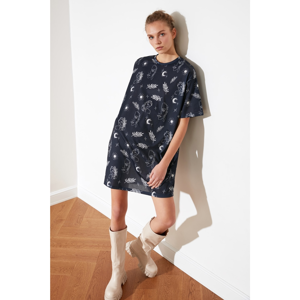 Trendyol Navy Blue Print Knitted Dress