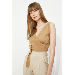 Trendyol Camel Side-Mounted Knitwear Blouse