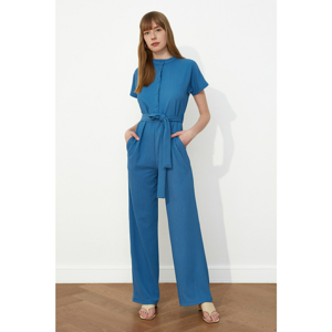 Trendyol Indigo Belt Buttoned Jumpsuit