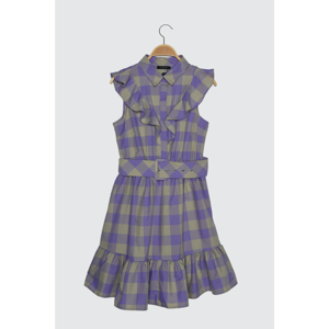 Trendyol Lila Belt Plaid Dress