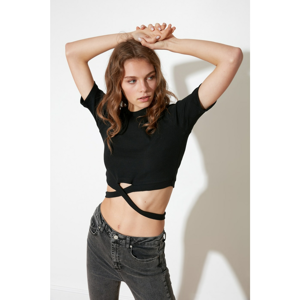 Trendyol Black Waist Detailed Knitted Blouse