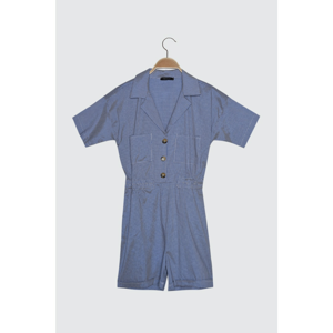 Trendyol Navy Blue Button Detailed PocketEd Jumpsuit