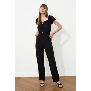 Trendyol Black ButtonEd Ruffed Jumpsuit