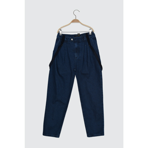 Trendyol Navy Blue Pants Strap High Waist Relaxed Mom Jeans