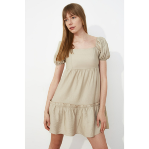 Trendyol Stone Square Collar Flywheel Dress