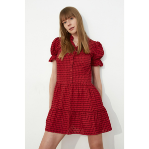 Trendyol Red Textured Fabric Buttoned Dress