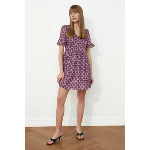 Trendyol Purple Floral Patterned Flywheel Dress