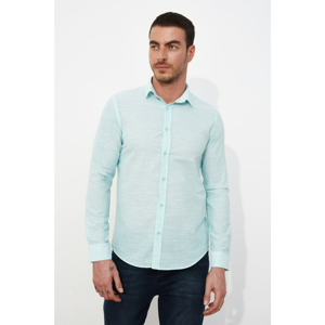 Trendyol Mint Men's Slim Fit Shirt Collar Striped Shirt
