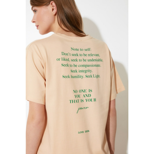 Trendyol Powder Back Printed Boyfriend Knitted T-Shirt