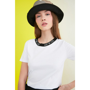 Trendyol White Printed Basic Knitted T-Shirt