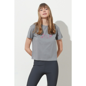 Trendyol Gray Printed Semifitted Knitted T-Shirt